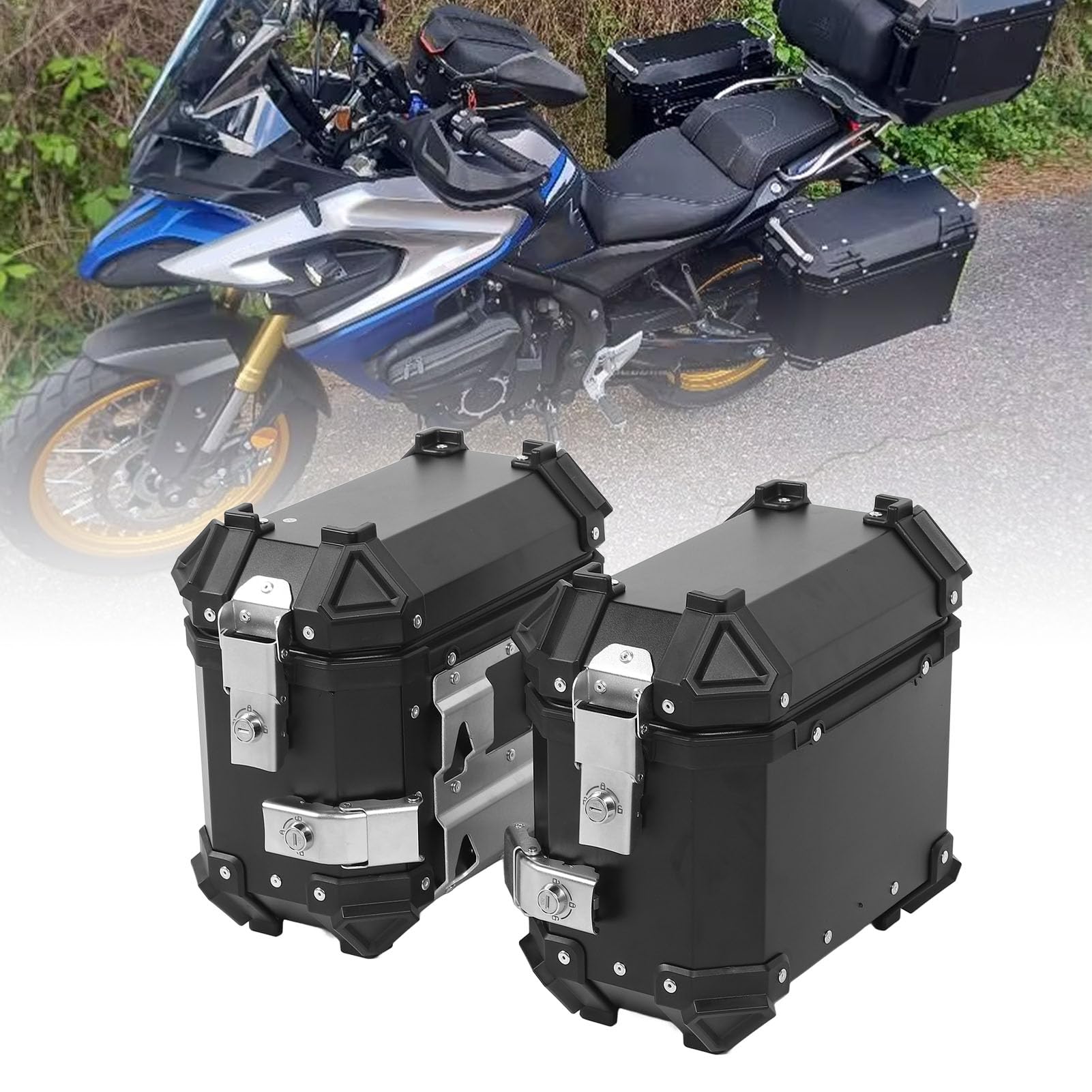 Kufer Boczny Motocykla, Wodoodporne Torby Podsiodłowe ze Stopu Aluminium 18L, Skrzynka Ogonowa z Zamkiem Zabezpieczającym do Przechowywania Bagażu w Kasku