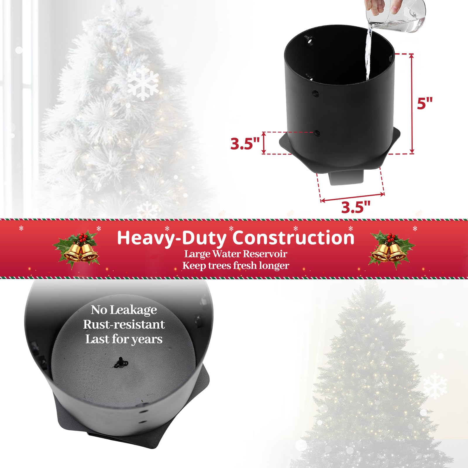 KADAX Support De Sapin De Noël Avec Réservoir D'eau - Support En Plastique Pour Un Veritable Arbre De Noel Dore Hauteur De Arbre Jusqu A 2 M 93555638