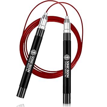 Sonic Boom M2 High Speed Jump Rope - Patent Pending Self-Locking, Screw-Free Design – Weighted, 360 Degree Spin, Silicone Grip with 2 Speed Rope Cables for Crossfit, Home Workout, More - image, photos