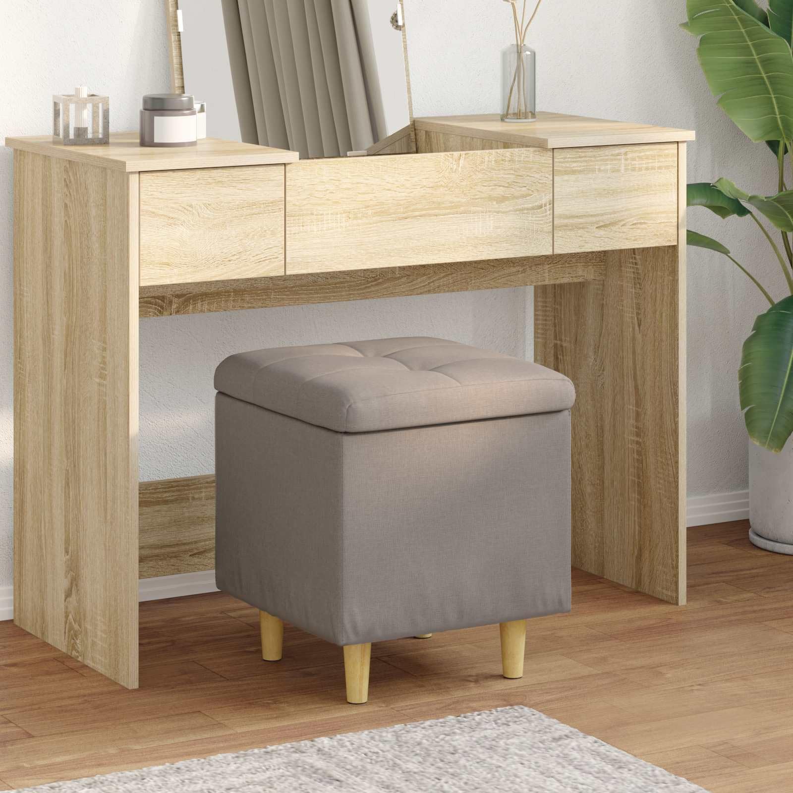 vidaXL Ottoman z przechowalnią Ciemnoszary 40 x 40 x 45 cm tkanina