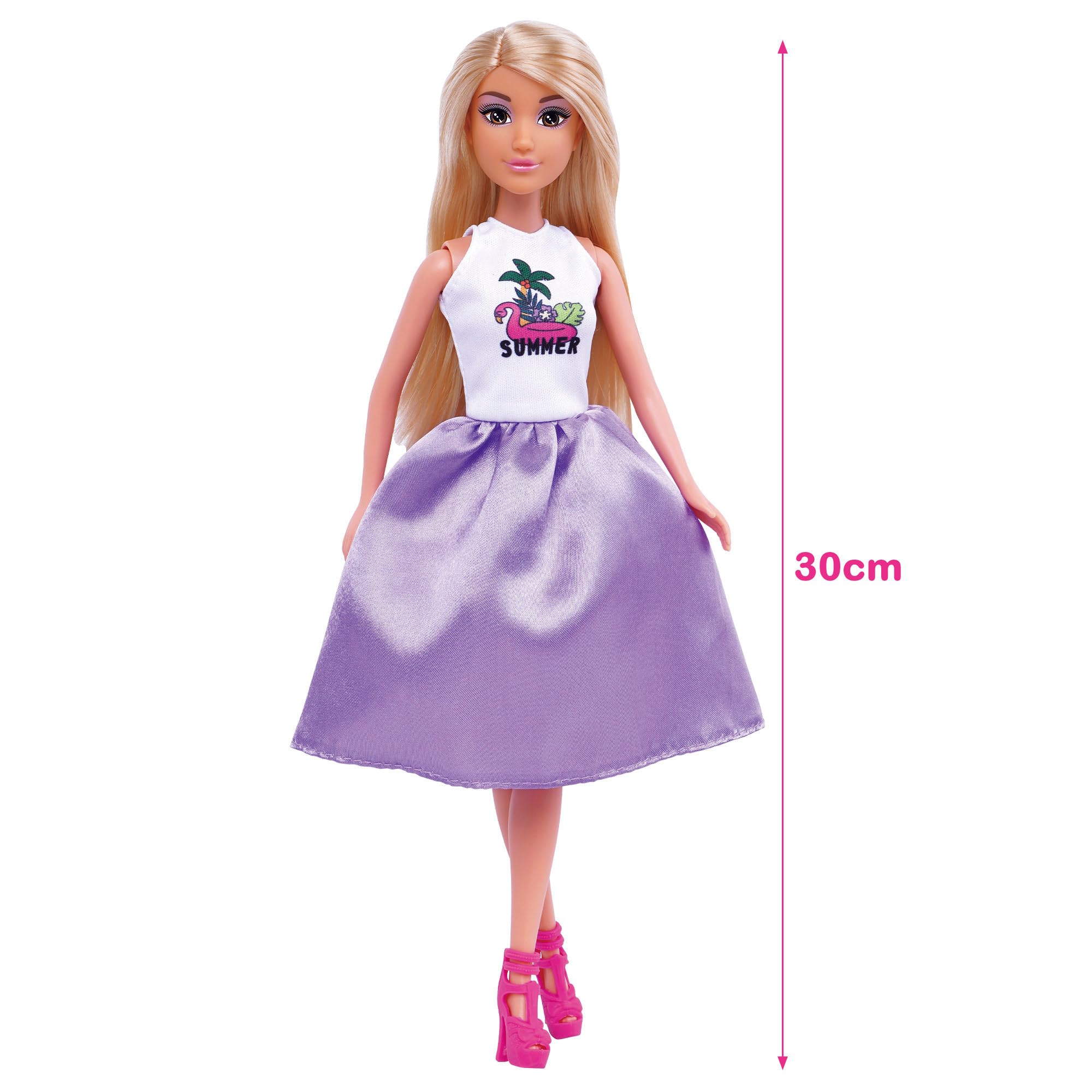 ColorBaby Isabella 39416 Domek dla lalek, 1 piętro, 74 x 37 cm, lalka przegubowa 30 cm, ponad 60 akcesoriów, składana konstrukcja z uchwytem, przenośny dom, zabawki dla dziewczynek w wieku 3 lat