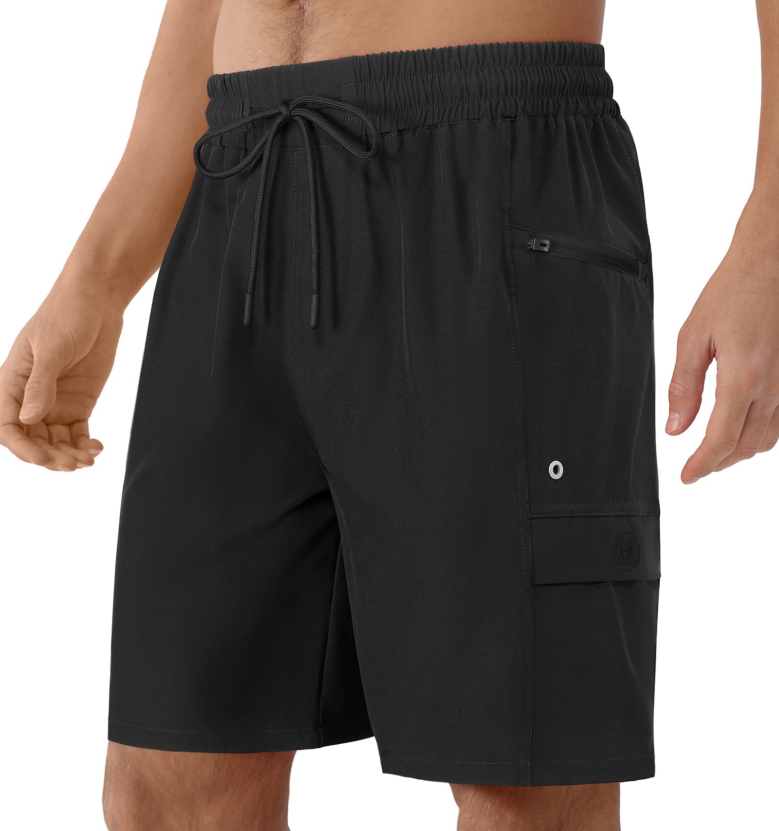 APTRO Badehose Herren ohne Futter Schnelltrocknend Lang Sporthose Badeshorts mit Reißverschlusstasche und Verstellbarem Tunnelzug