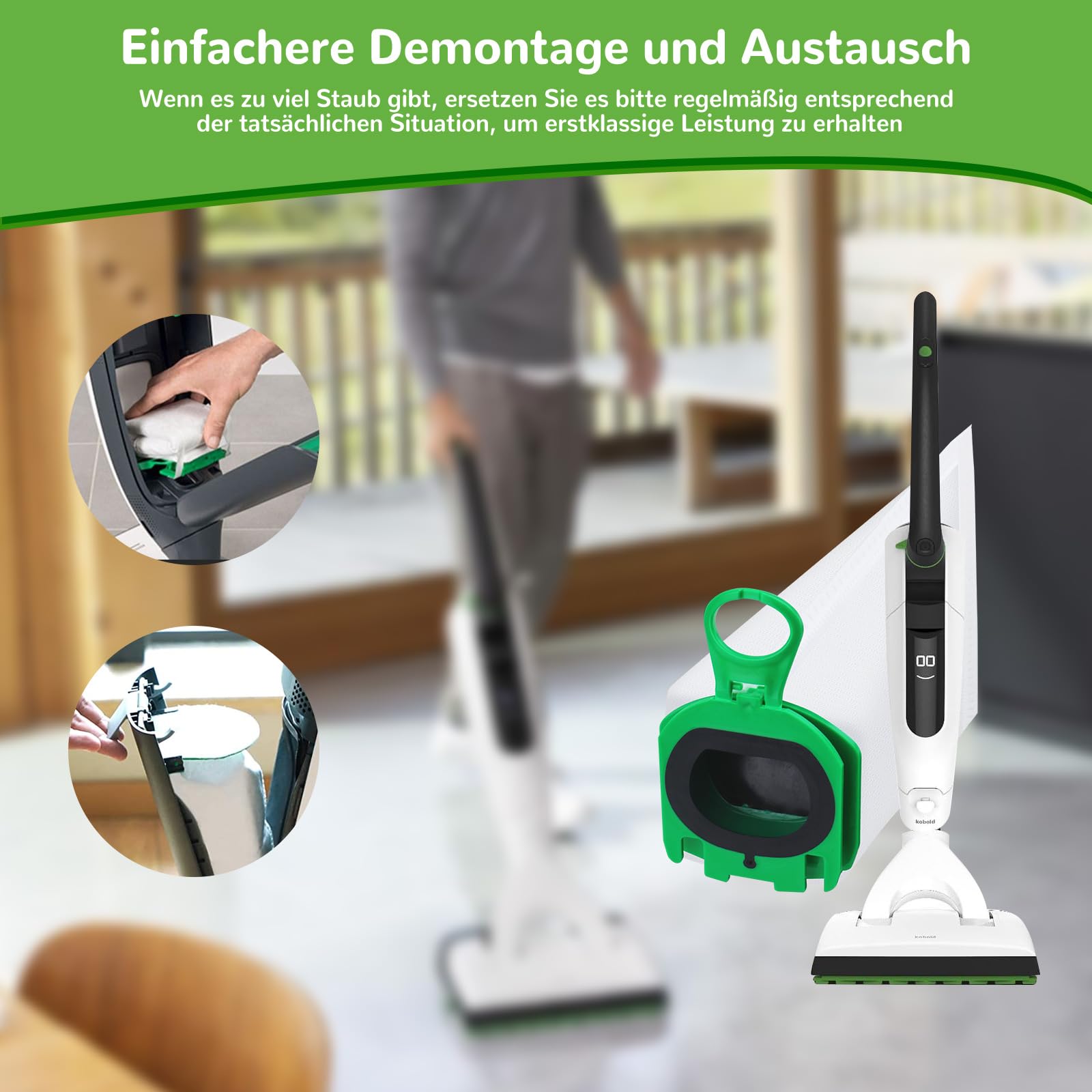 Kit 10 Sacchetti Per Vorwerk Kobold VB100/FP100 – Con 2 Filtri Motore E Spazzola, Adatto Per Animali Domestici