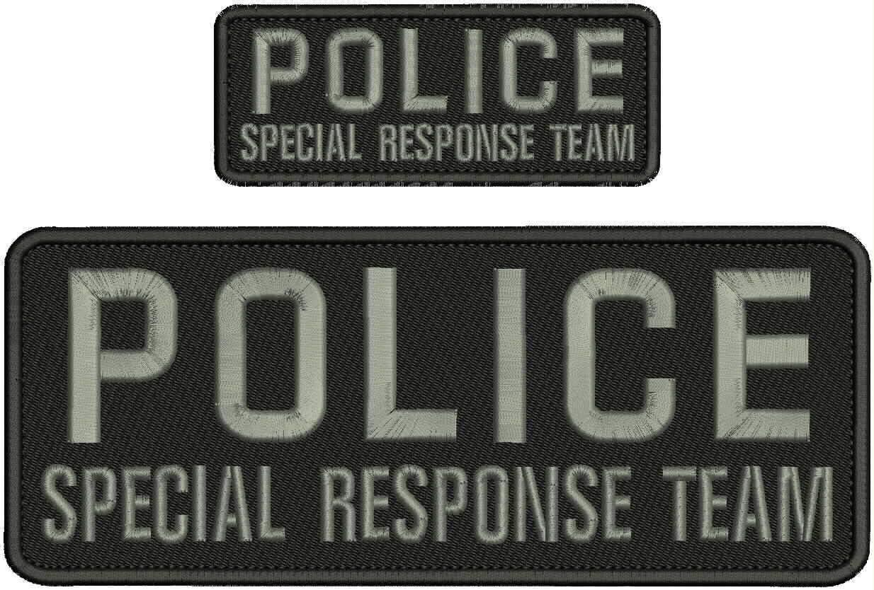 Police Special Response Team EMBRIDERY Patch 4X10 and 2X5 Hook on Back blk/Gray - Embroidery Patch for Jacket Hat Backpack