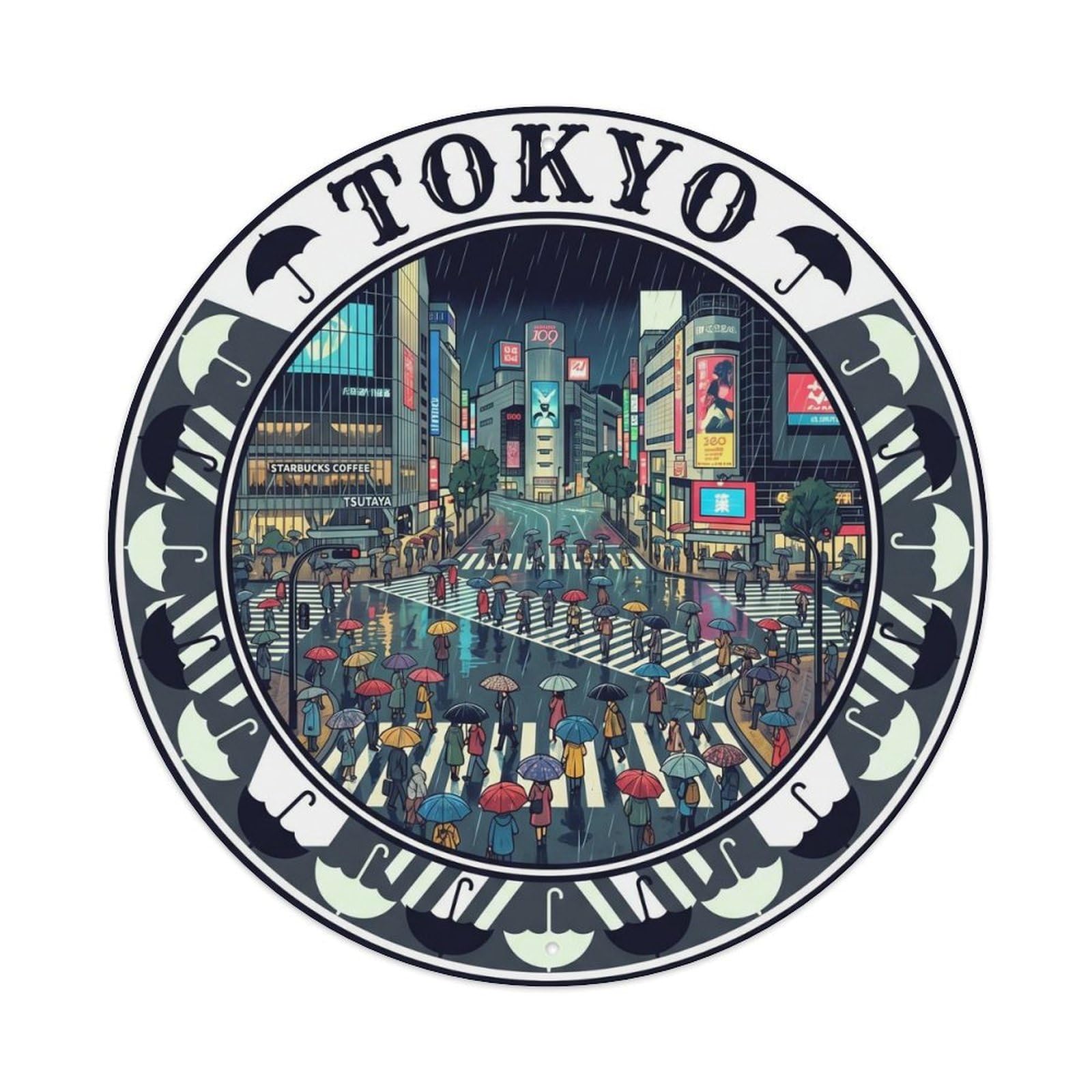 Olhnbad Style Tokyo Shibuya Crossing Scramble Intersection Town Metal Tin Sign