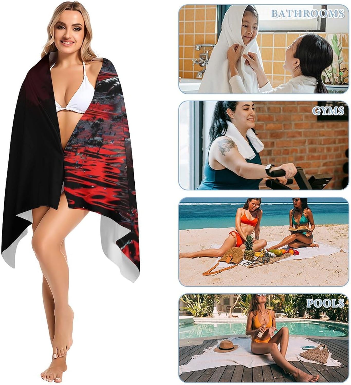Wild Alligator Pattern Bath Towel Beach Towels Quick Dry Oversized Bath Blanket Highly Absorbent Towel for Women Men 160x80cm