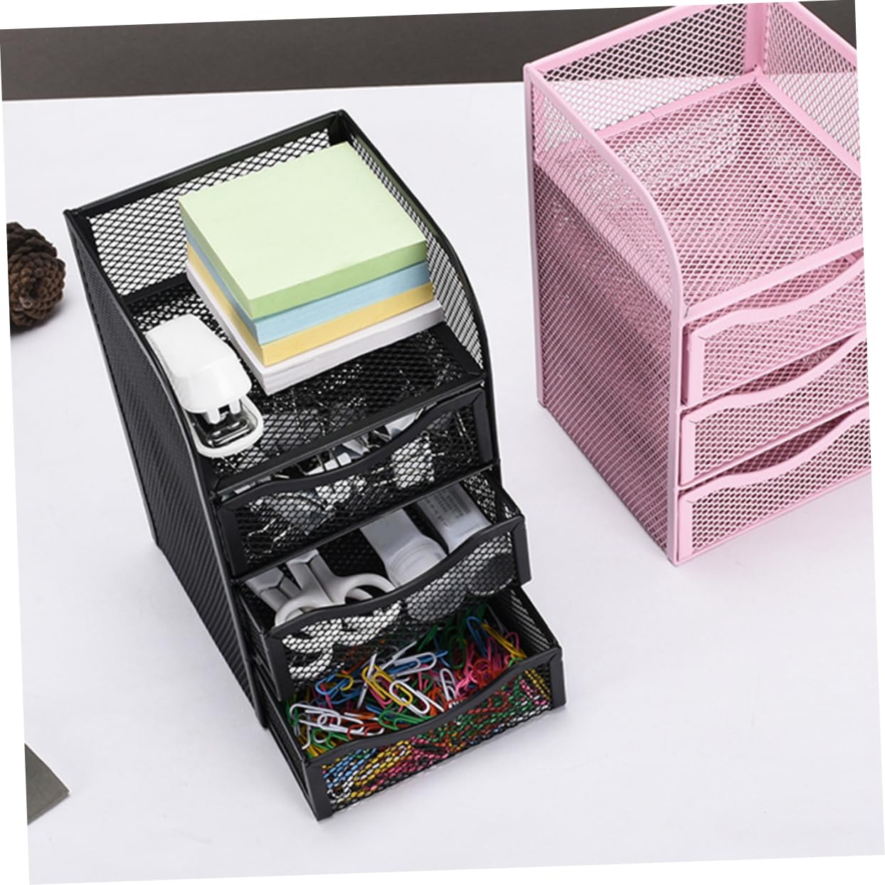 NUOBESTY Organizador De Escritorio Multiusos De Tres Contenedor Para Archivos y Material De Oficina Para Clasificar Documentos Papelería y Cosméticos Diseño Práctico