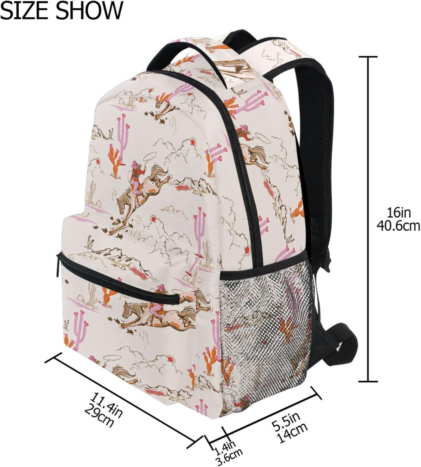 Fisyme Cowgirl Western American Laptop Backpack Bag Bookbag Casual Travel Hiking Computer Notebooks Daypacks
