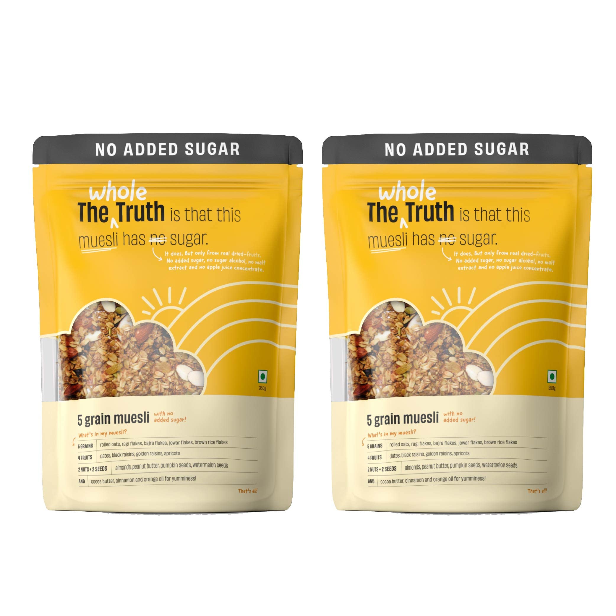 The Whole Truth - Breakfast Muesli Combo - No Added Sugar - 350g - Pack of 2 (B09ZTV29WW) Amazon Price History, Amazon Price Tracker