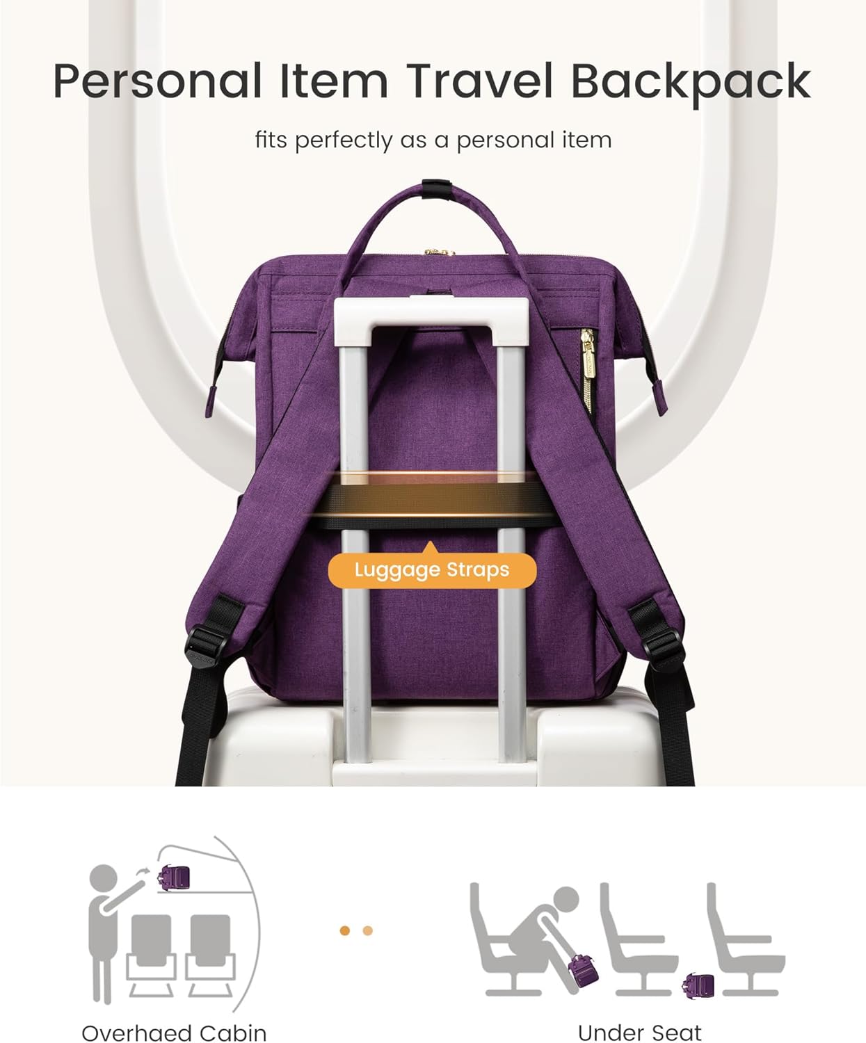 LOVEVOOK Laptop Backpack for Women with Giant Tumbler Holder Pocket,15.6 inch Waterproof Travel Backpack Purse Computer Laptop Bag,Professional Work College Nurse Teacher Backpack Daypack,Light Purple - Image 7