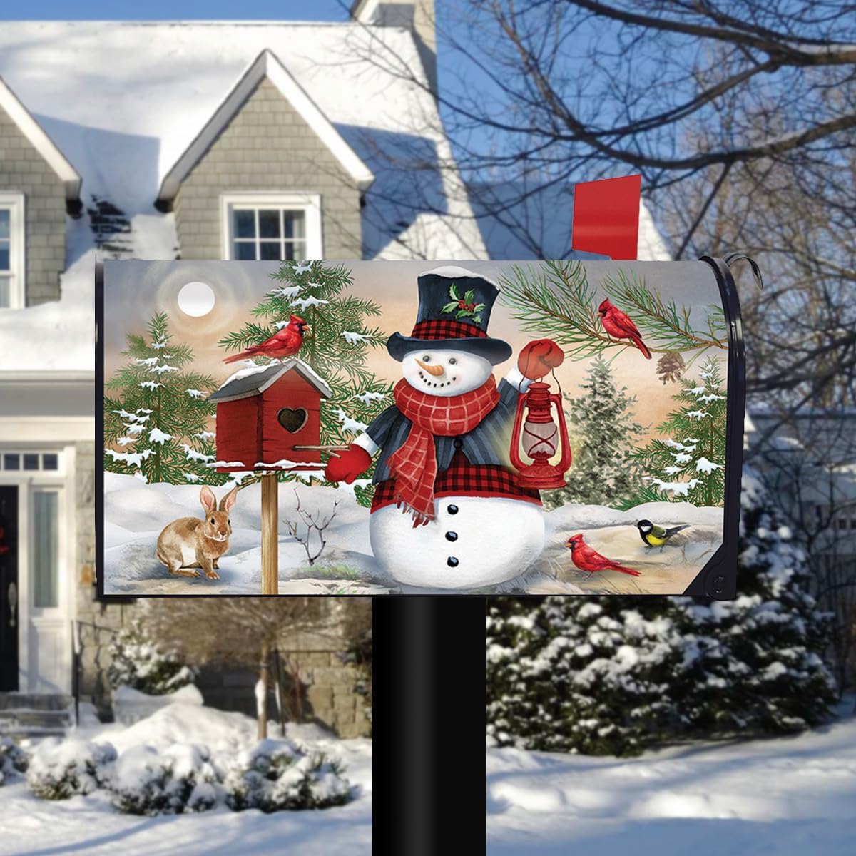 Briarwood Lane Snowman and Friends Winter Large Oversized Mailbox Cover