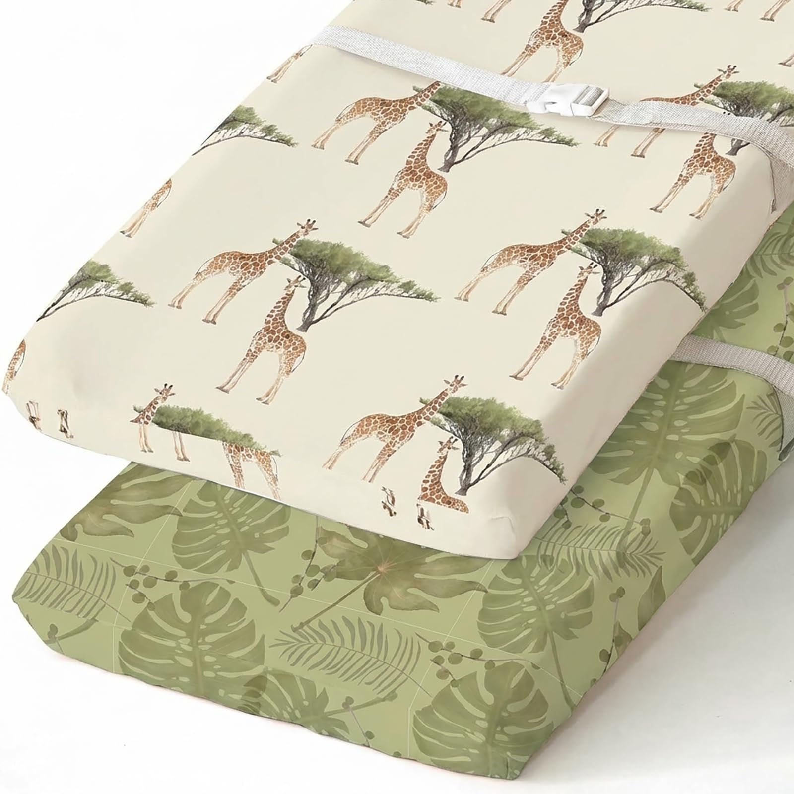 BROLEX Changing Pad Covers for Baby: Boy Girls Ultra Stretchy Soft 2 Pack, Giraffe Foliage