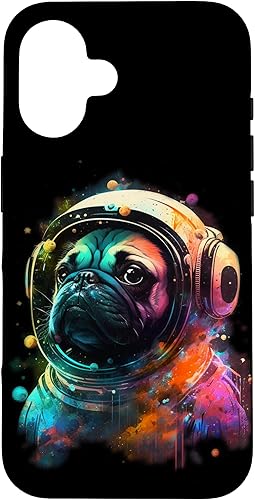 Pug Astronaut Dog Funny Outer Space Colorful Cosmic Explorer Case for iPhone 16