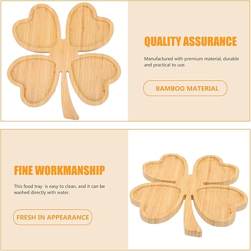 Miniatura 2 de Zerodeko Plato de madera – Platos de servir en forma de trébol – Platos de cena divididos con trébol – Platos decorativos de San Patricio para