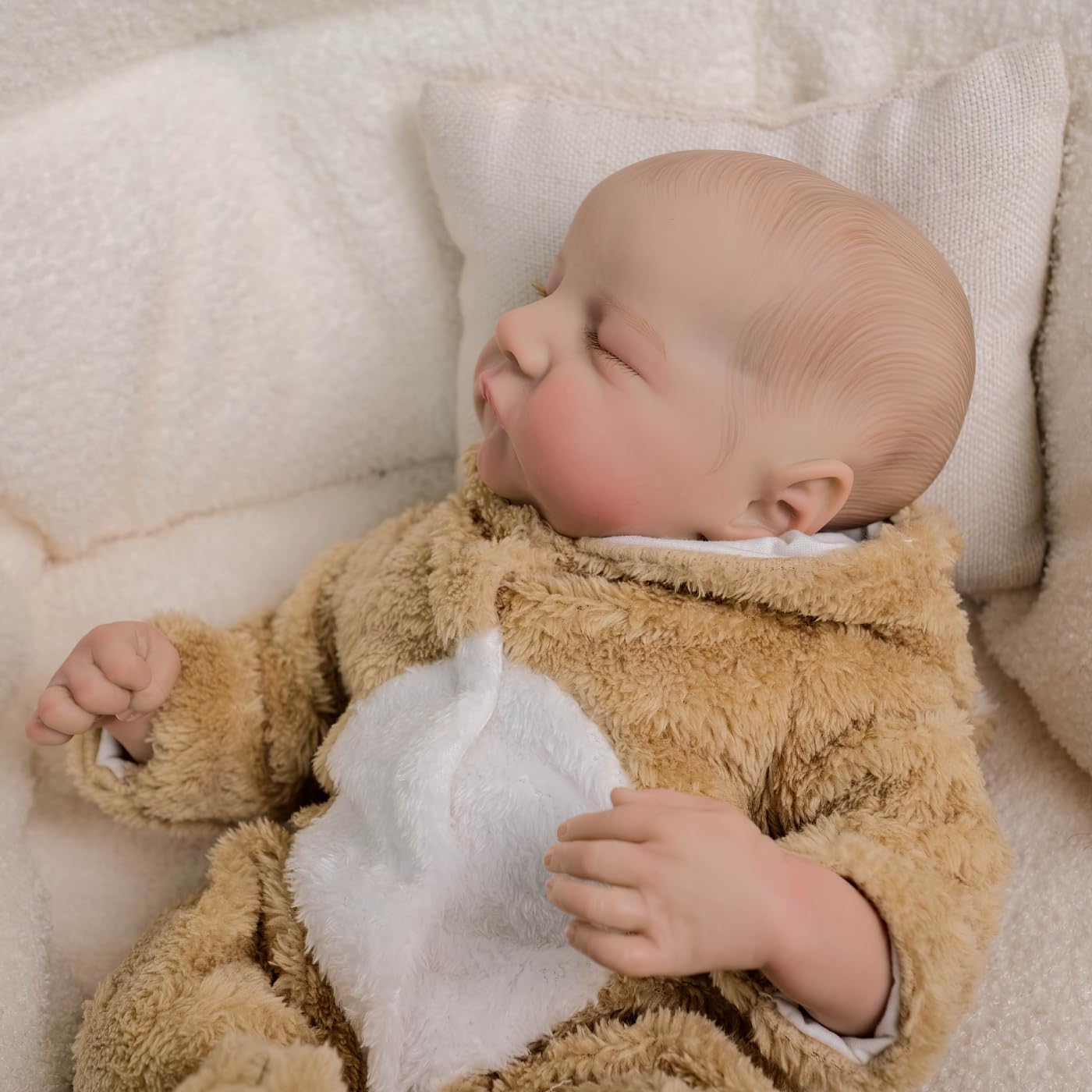 Wamdoll 19 Inch Realistic Reborn Baby Doll Lifelike Newborn Dolls- Forever Yours Beloved, Sleeping Cuddly Body Doll with Painted Hair & Bear Onesie Gift Set