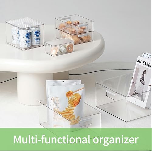 Miniatura 5 de vacane Paquete de 4 cubos de plástico para organización y almacenamiento de despensa con asa, organización de cocina o almacenamiento de cocina,