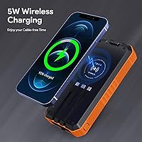 Vista 3 de AIMPIRE Banco de energía solar de 30000 mAh, banco de energía solar portátil inalámbrico de carga rápida, cargador de teléfono solar con 3 cables