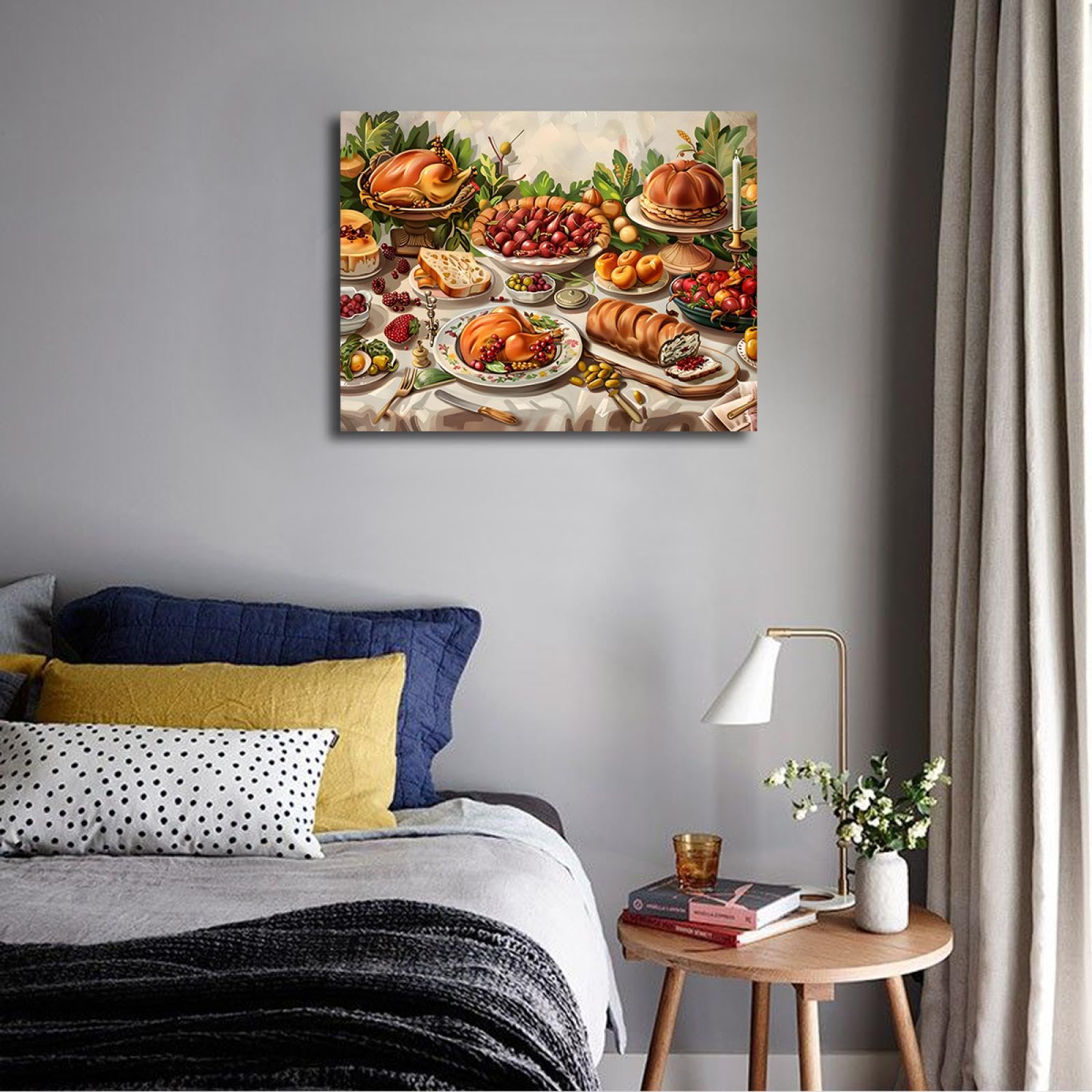 UIRINGART Art mural sur toile de style anime pour la décor murale de la cuisine Fête de vacances Affiche de repas Impression de peinture pour salle à manger Restaurant 70x90cm Cadre intérieur