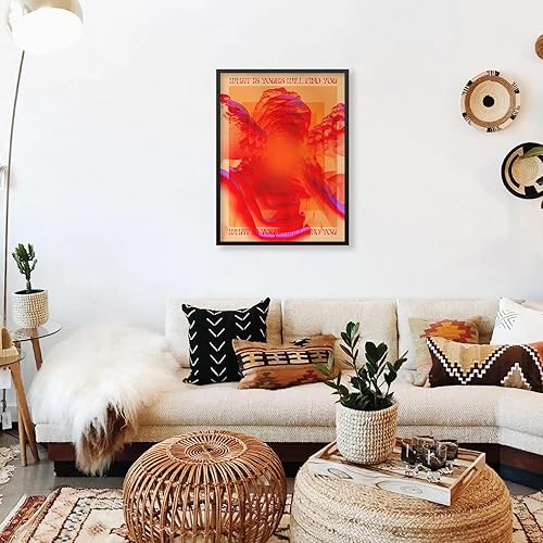 Miniatura 5 de Pósteres retro hippie trippy vintage rojo de los años 70 y 80, arte de pared de moda cara y ojos, impresiones en lienzo de 12 x 16 pulgadas, marco