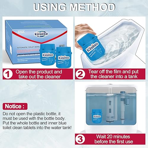 Miniatura 6 de KIISIISO Limpiadores de Tazas de Inodoro - 9 Botellas, Pastillas Limpiadoras de Taza de Inodoro Azules en Botellas con Tecnología de Liberación