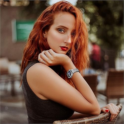 Vista 18 de Correa brillante y funda compatible con Fitbit Versa 4/Fitbit Sense 2 para mujer, pulsera de metal de acero inoxidable de repuesto para Fibit Sense