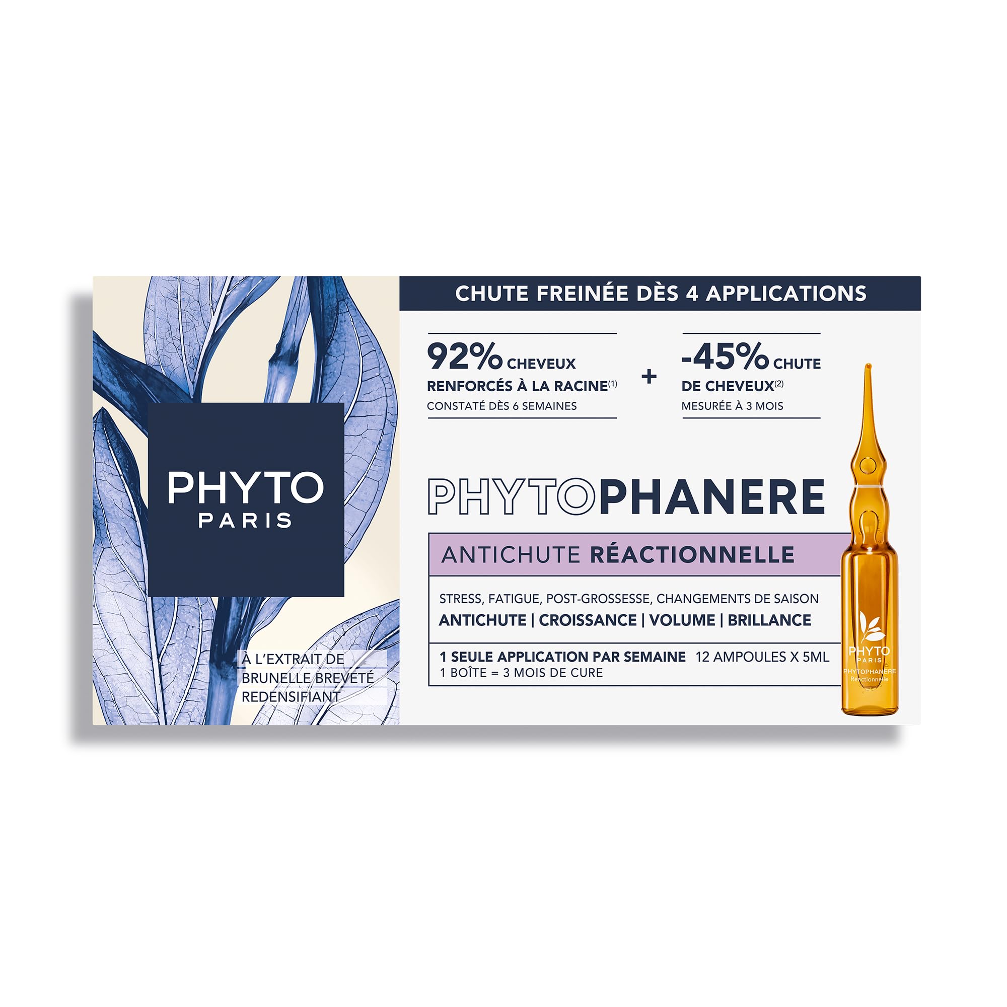 Phyto Paris - Phytophanere - Trattamento Anticaduta Capelli Temporanea - Stress, Post-Gravidanza, Cambiamenti Stagionali - Fiale 12x5ml