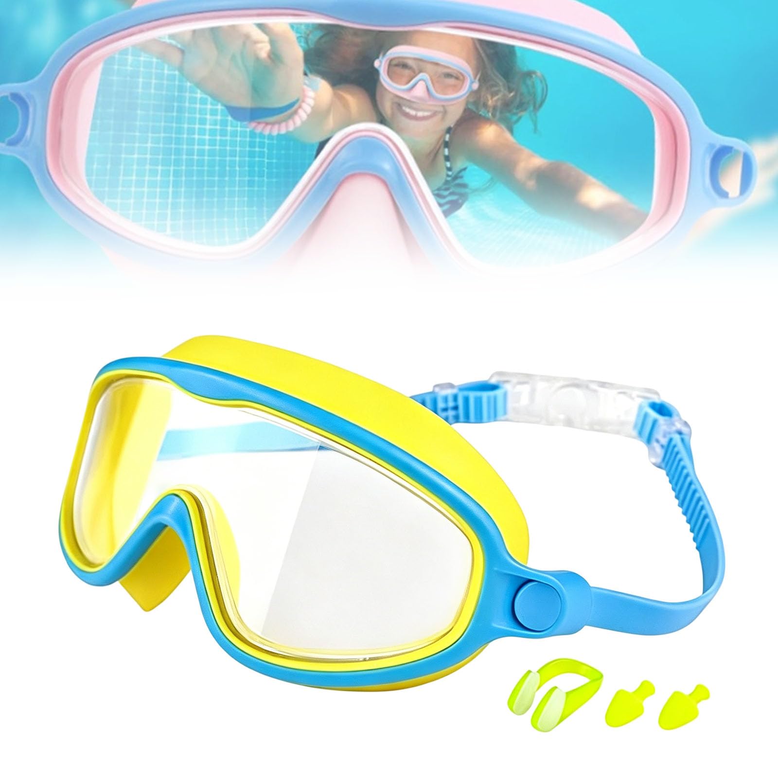 Tibatoes Goggles, Tibatoes Clip-on Swim Goggles with Quick Release Strap, 180° Wide Angle Vision, No Leaks & No Fog & UV-protective, Versatile for Every Water Activity (#J)