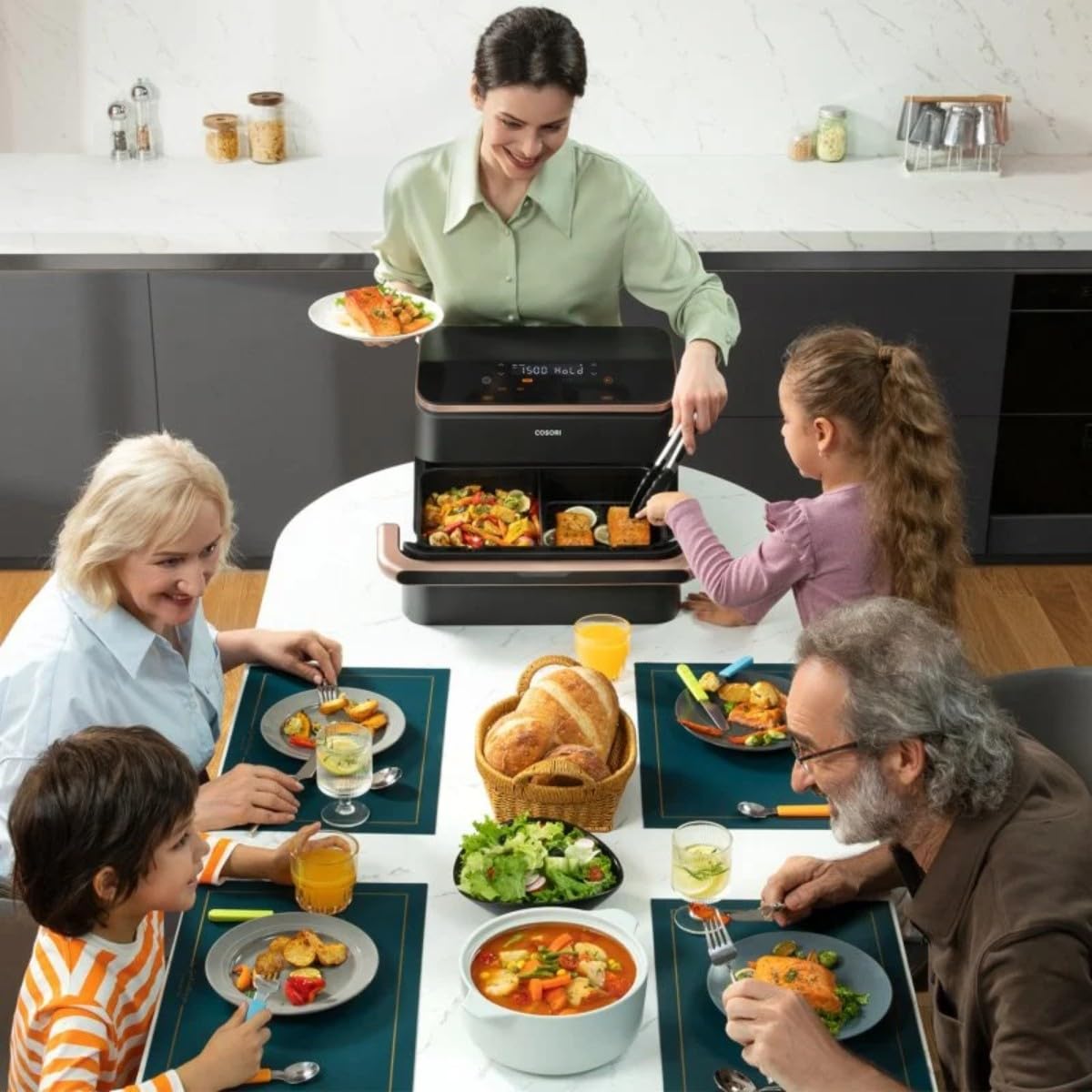 COSORI Twinfry Chef Edition Freidora de Aire WiFi 10L Dual Basket + Tenacilla de Silicona
