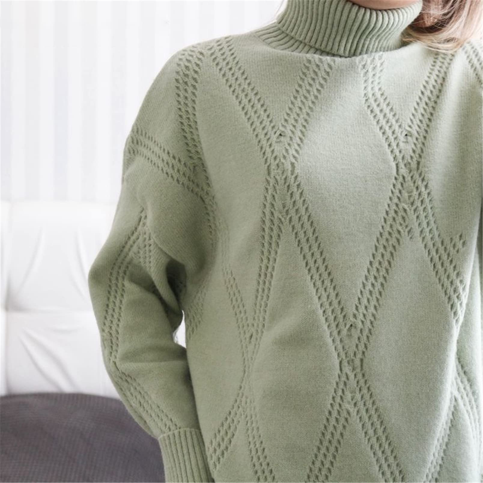 Zimowy gruby damski sweter pulowery z długim rękawem golf dzianinowy sweter top