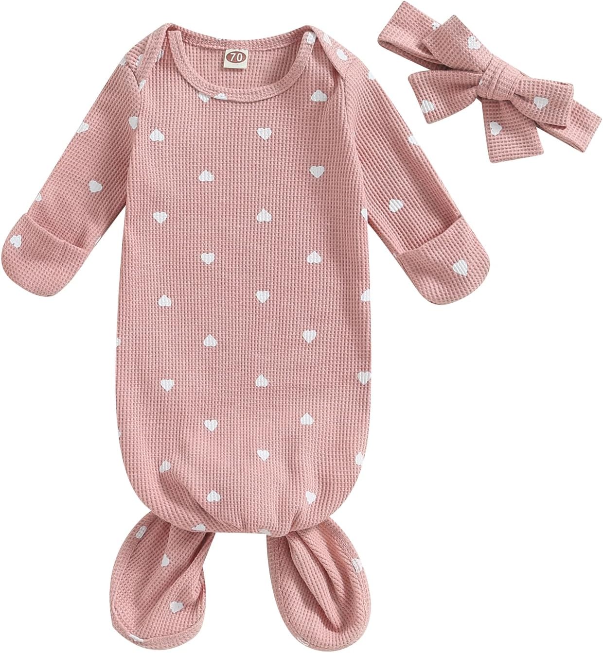 Newborn Girl Sleepers Mikccer Baby Knotted Gown Newborn 0-6 Months