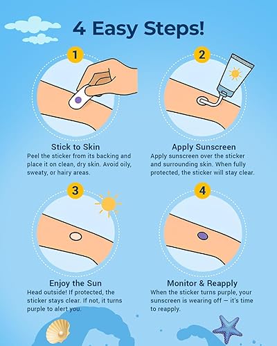 Miniatura 7 de Paquete de 80 calcomanías de detección UV para protector solar, calcomanías de protección solar para niños y adultos, impermeable, puntos de