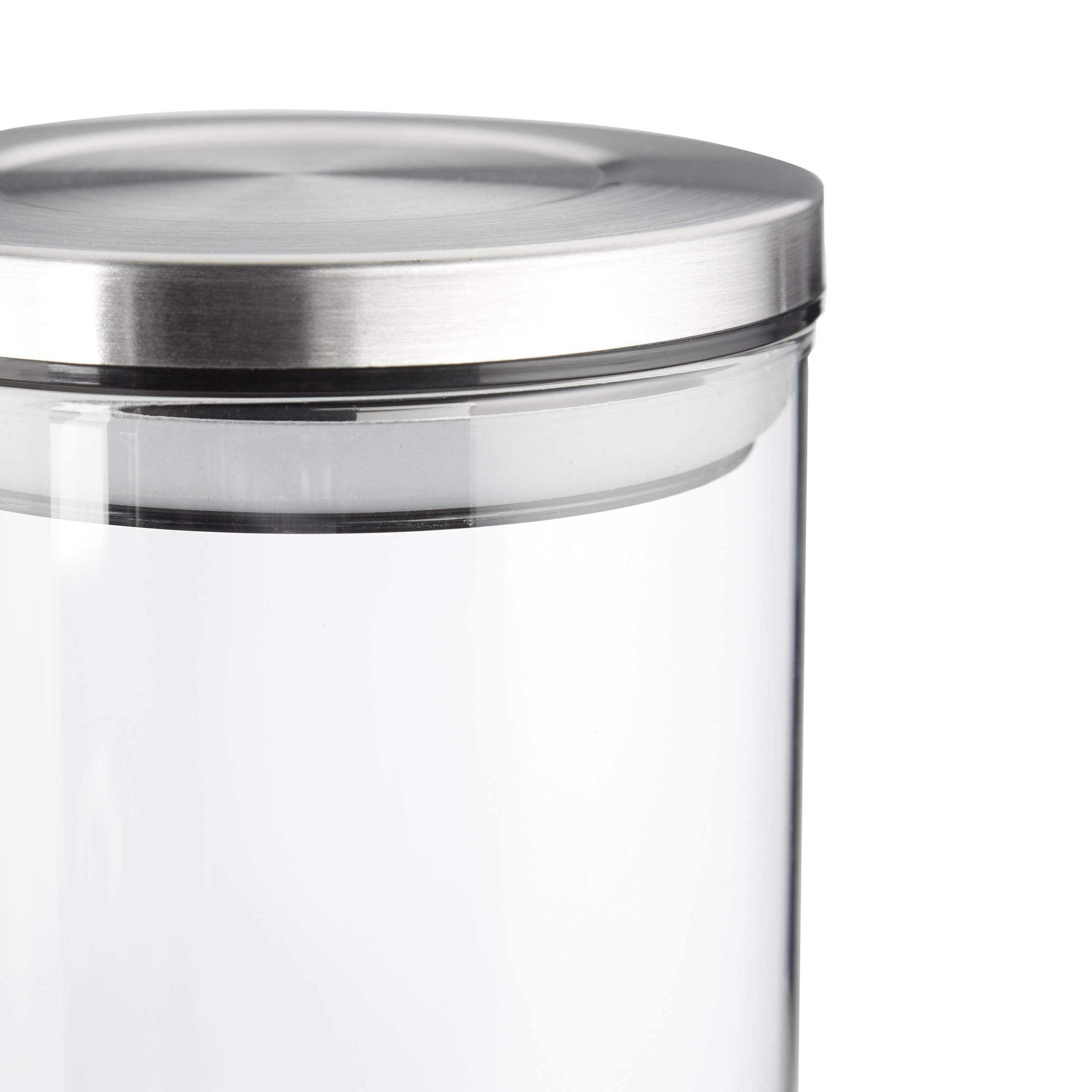 Relaxdays Vorratsglas 3er Set, luftdicht, Edelstahl Deckel, für Pasta, Müsli & Reis, 1,5 l Küchenbehälter, Silbertransparent, 24 x 9.5 x 9.5 cm, Silber Transparent (Packung mit 3)