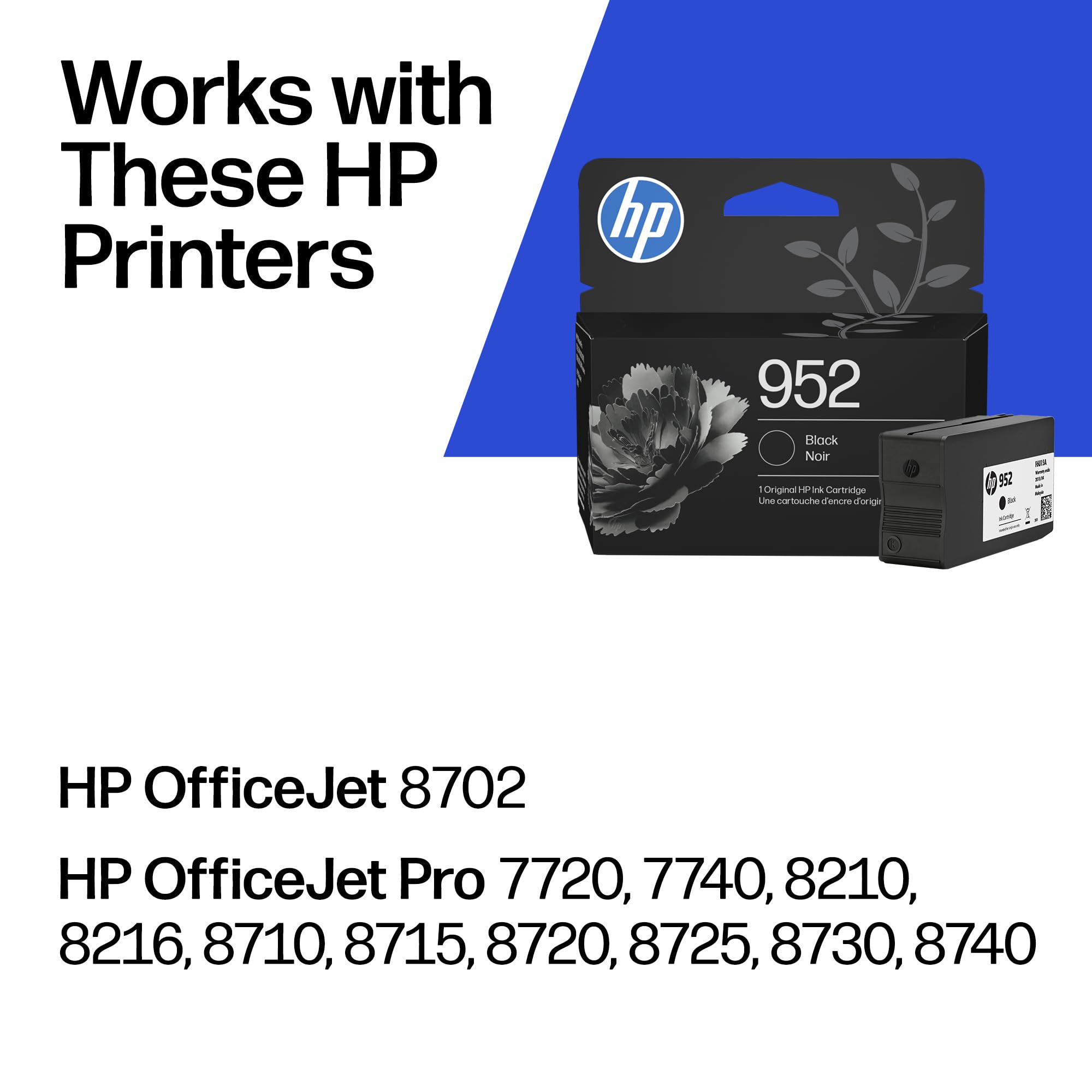 HP 952 Black Ink Cartridge | Works with OfficeJet 8702 Pro 7720 7740 8210 8710 8720 8730 8740 Series | F6U15AN product thumbnail 4