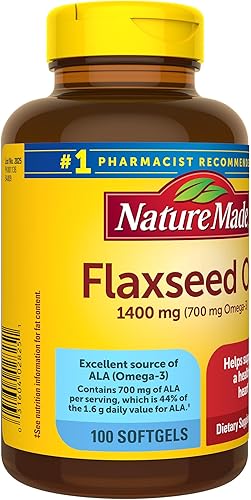 Miniatura 7 de Nature Made Aceite de linaza extra fuerte de 1400 mg suplemento dietético para apoyo a la salud cardíaca 100 cápsulas blandas suministro de 100 días