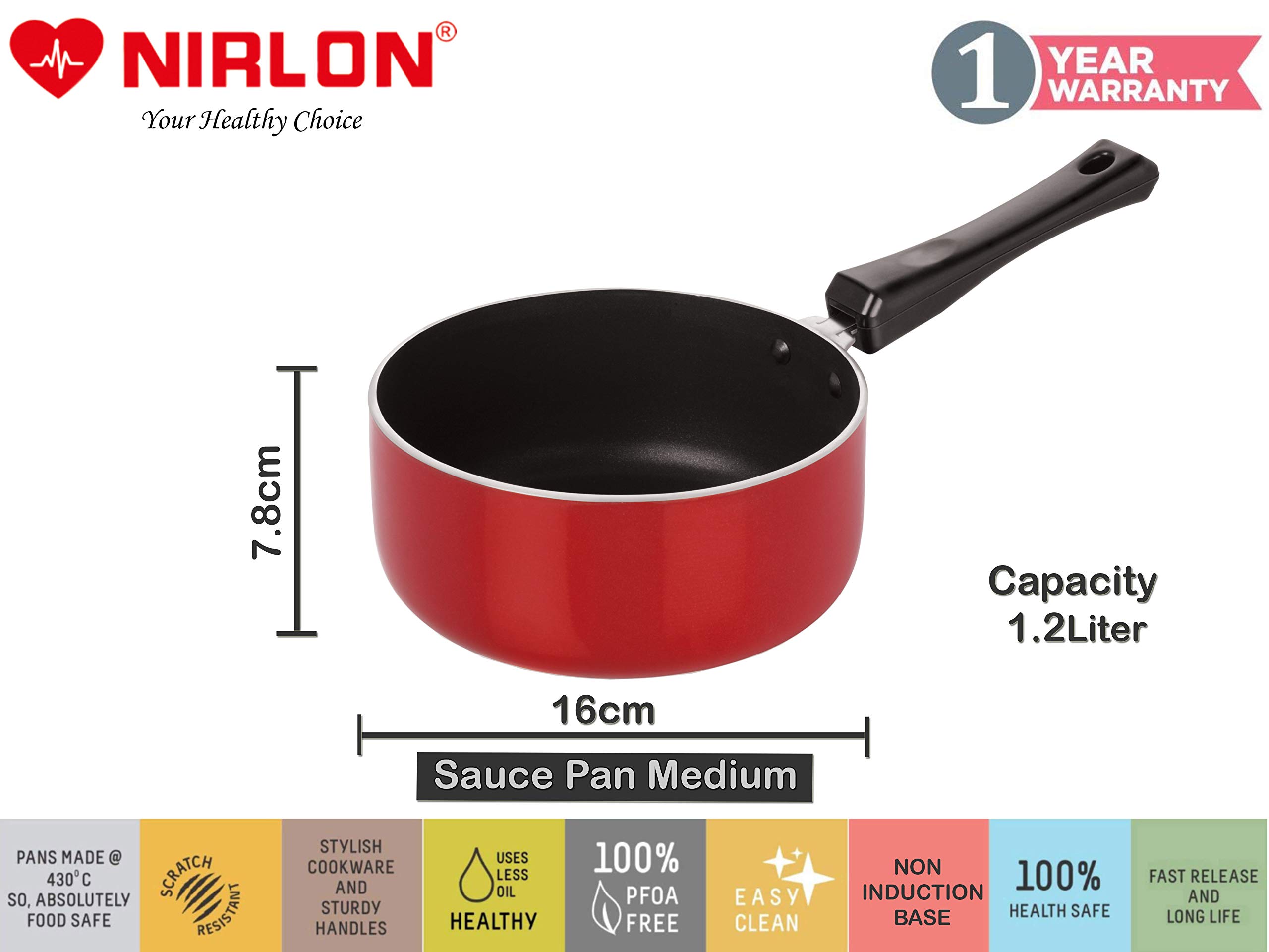 Nirlon Non Stick PFOA Free Gas Compatible Cookware Utensil Item Set of 4 Pieces (2.6mm_FT13_SP(M)_TP_UP7) 2