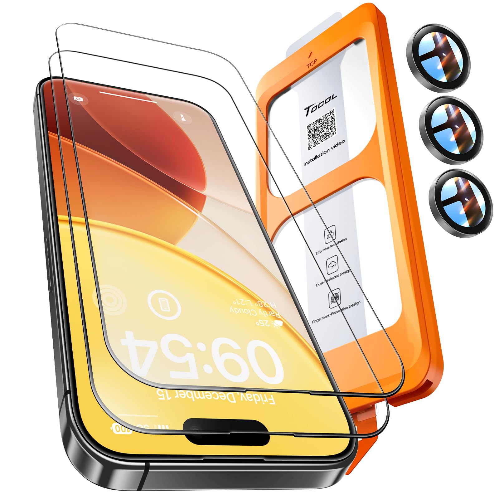 TOCOL Panzerfolie mit Kameraschutz für iPhone Serie