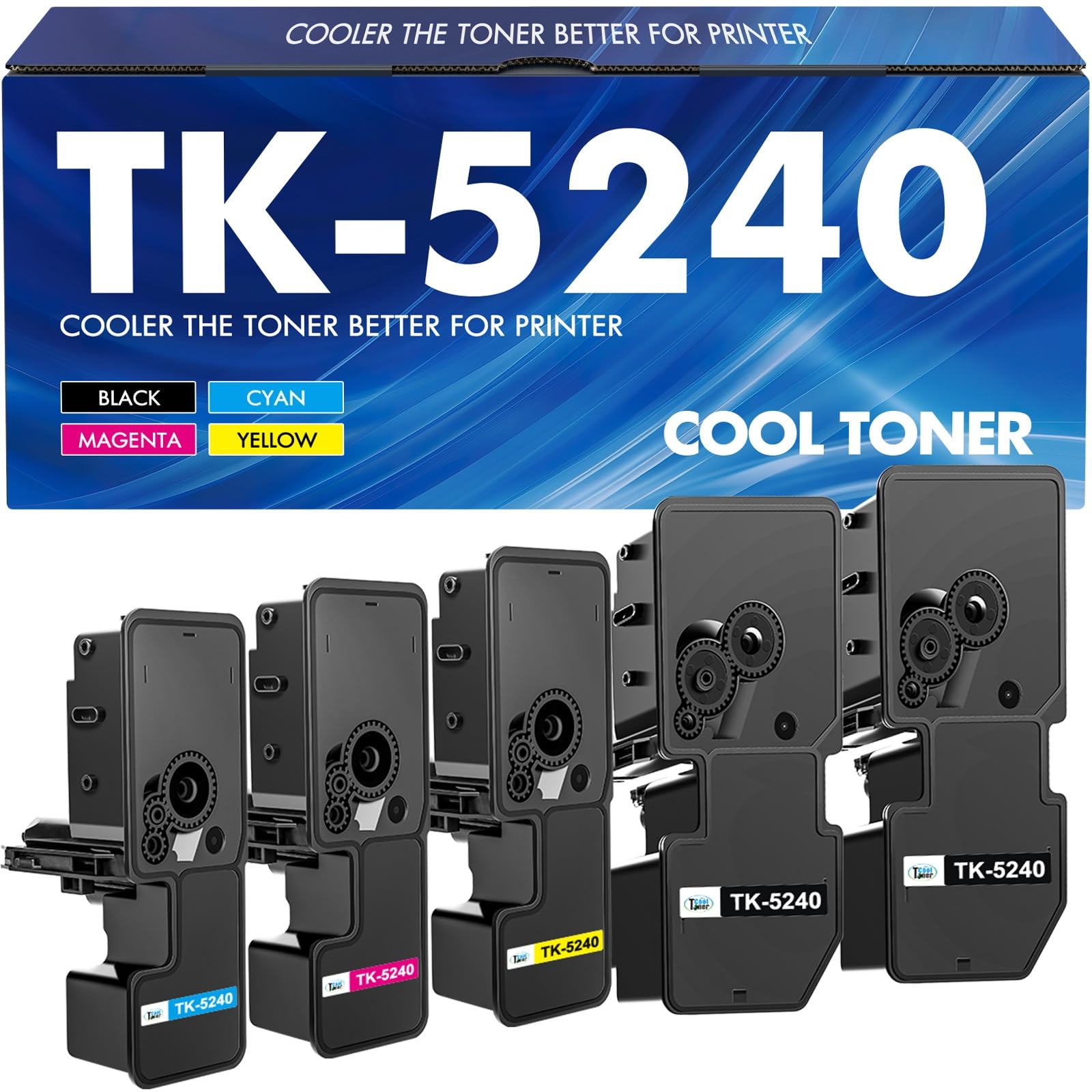 5-Pack TK5240 TK-5240 Kompatibel für Kyocera Ecosys M5526cdw M5526cdn Toner | TK-5240K TK 5240 für M5526cdn P5026cdw P5026cdn TK-5240C TK-5240Y TK-5240M (Schwarz Cyan Gelb Magenta)