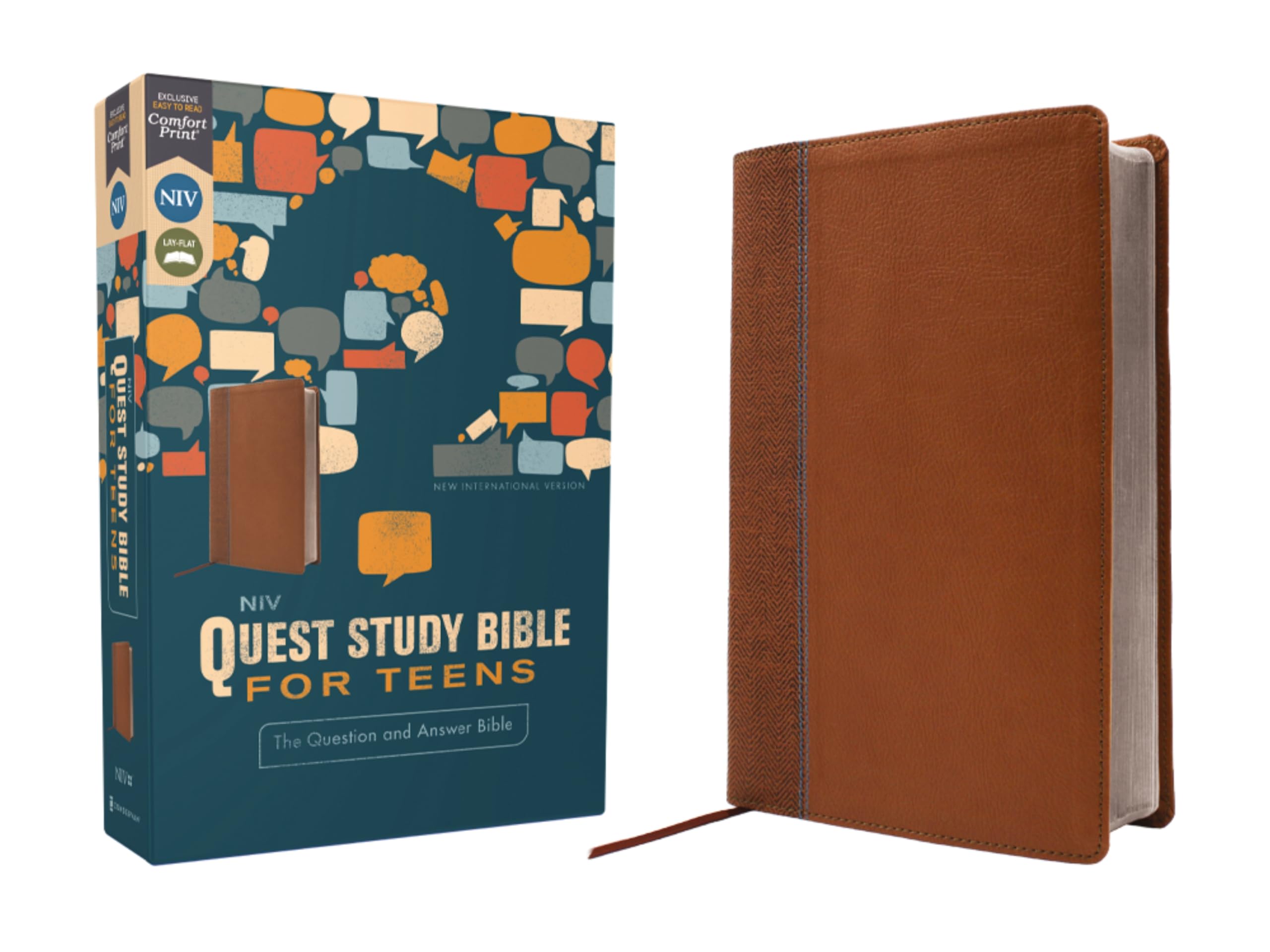 Holy Bible: New International Version, Quest Study Bible for Teens, The Question and Answer Bible, Leathersoft, Brown, Comfort Print