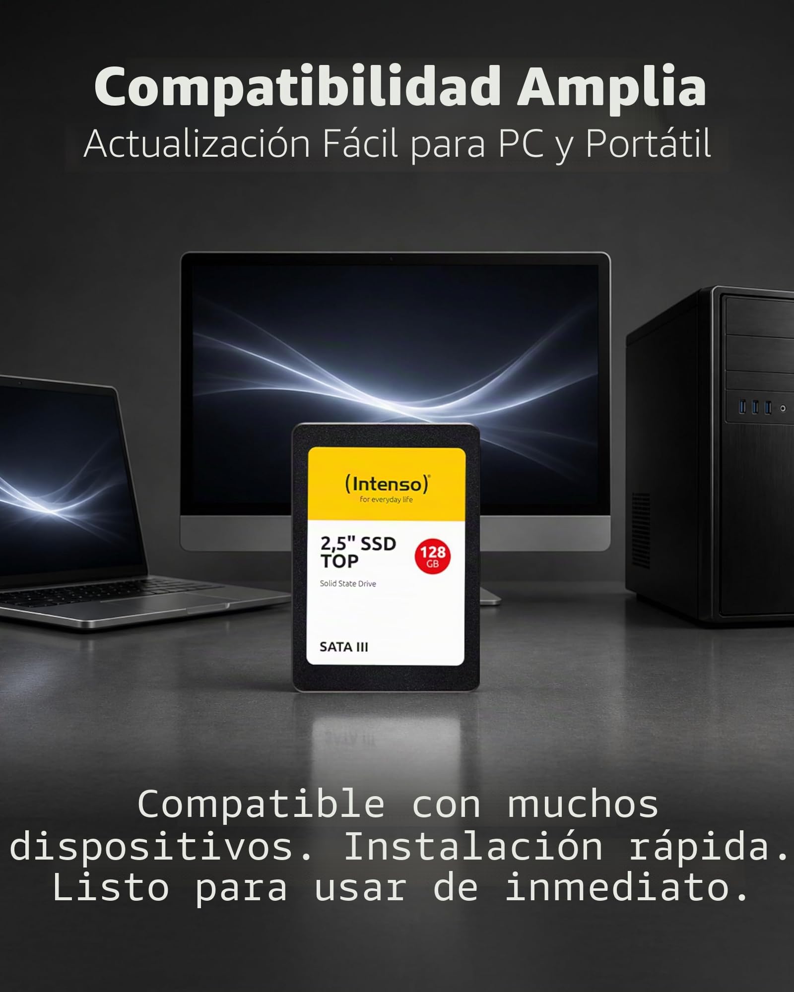 Intenso SSD SATA III Interno de 2,5 Pulgadas Top 128 GB Doble Pack, hasta 550 MB/s de Lectura y 500 MB/s de Escritura, silencioso, Resistente a los Golpes y eficiente energéticamente - SSD para PC y