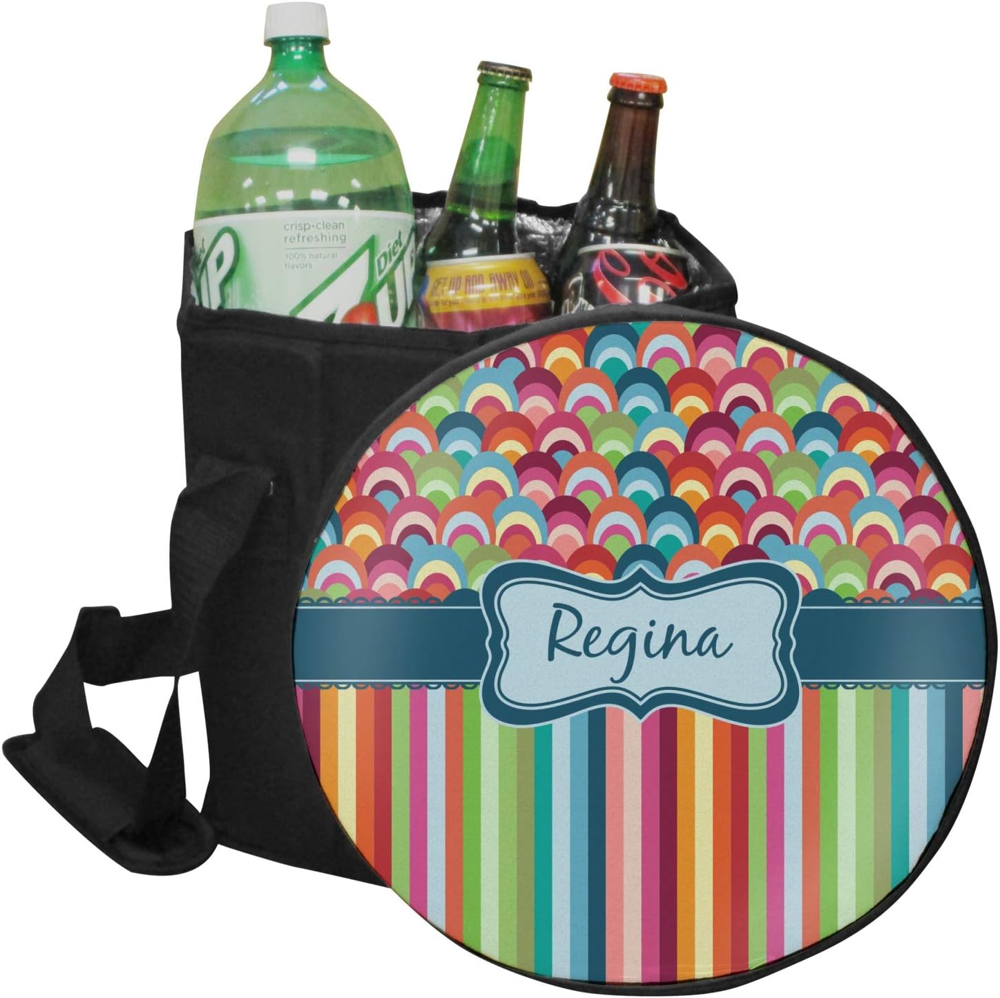 YouCustomizeIt Personalized Retro Scales & Stripes Collapsible Cooler & Seat