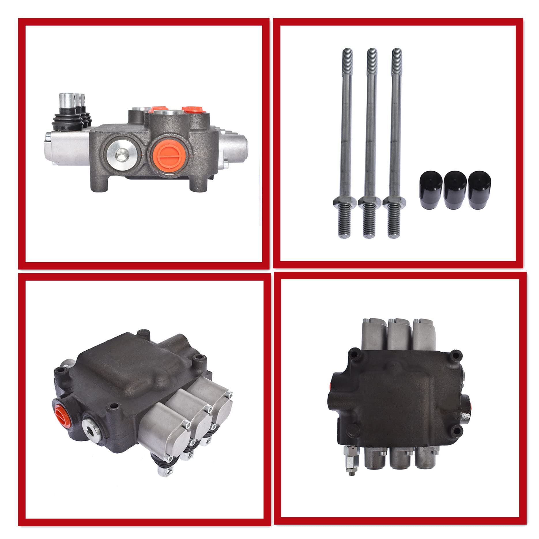 Vanne monobloc de commande hydraulique directionnelle à double effet, 3 ports SAE de 21 gpm avec joystick, vanne de commande directionnelle hydraulique de 3625 psi adaptée aux petits tracteurs, char