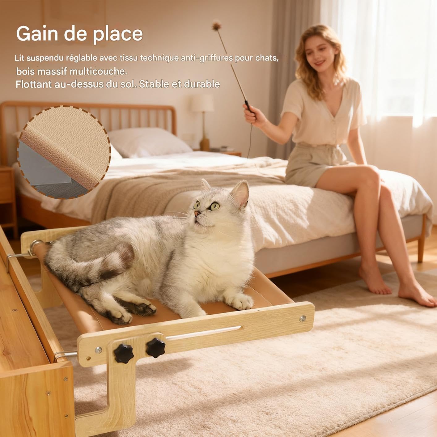 Katzen Hängematte Für Ruheplatz Aus Holz Ohne Bohren Für Kätzchen | bank Sitzplatz Für Kätzchen Für Tierhalter Tierfreunde Wohnung Büro Schlafzimmer Balkon Ruhezone Schubladen