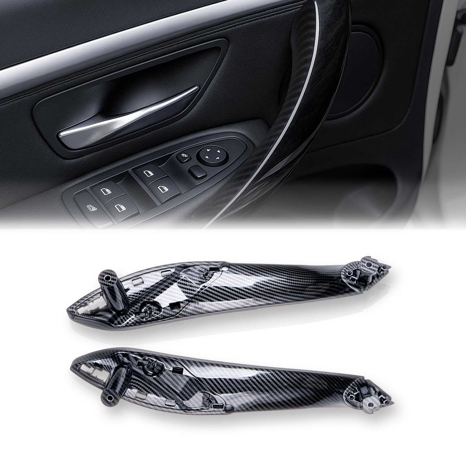 Door Handle Replacement for BMW F30 F32, Carbon Style, Front 2PCS