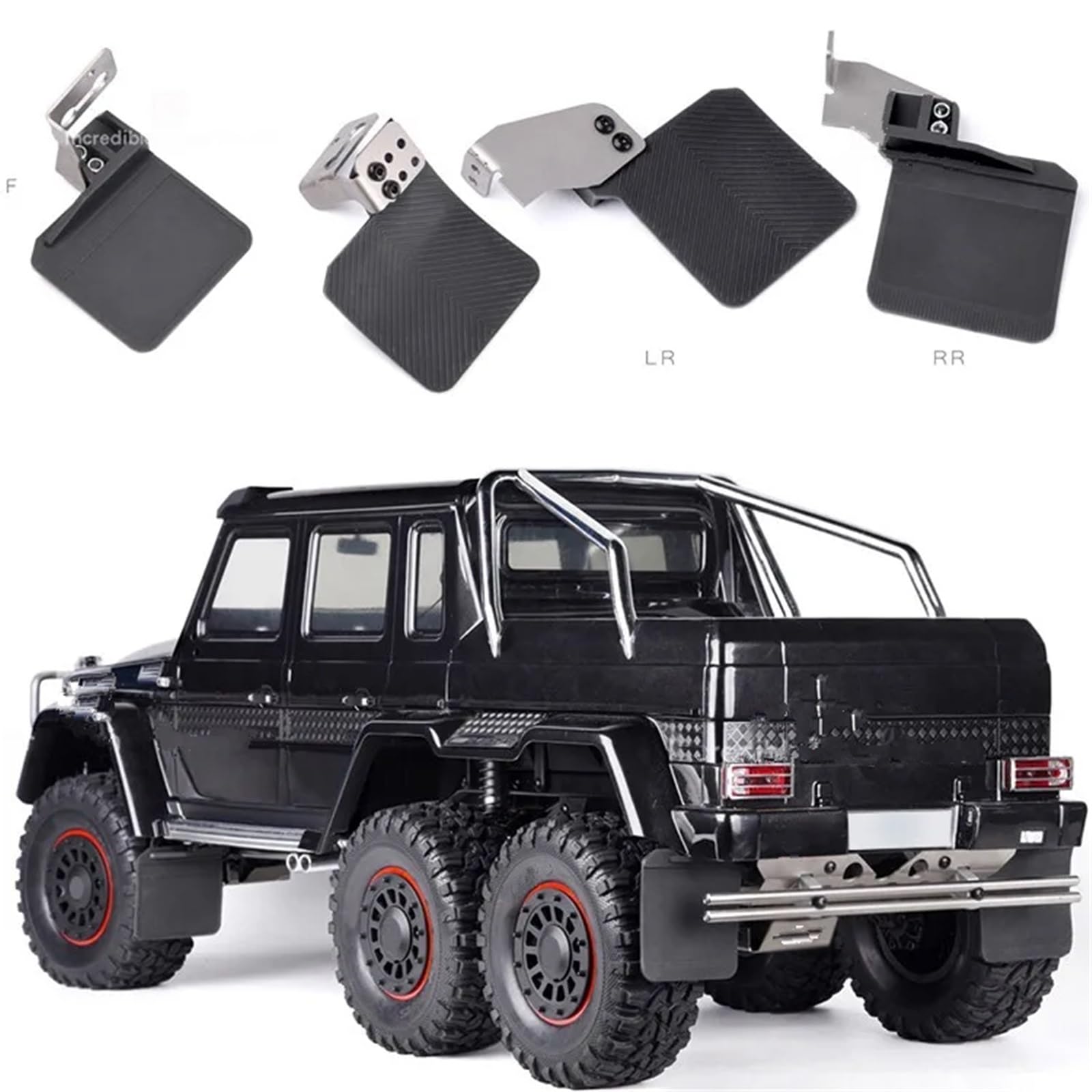 RC Modifikations Zubehör Für Traxxas Für TRX4 G500 Für TRX6 G63 1/10 RC Crawler Auto 4 Stücke 6X6 4X4 Vorne Hinten Gummi Kotflügel Mit Metall Halterung DIY Teil