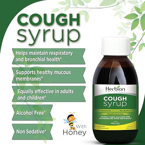 Miniatura 4 de HERBION Naturals - Jarabe para la tos con miel, 5 onzas líquidas, alivia la tos y alivia el dolor de garganta, optimiza el sistema inmunológico,