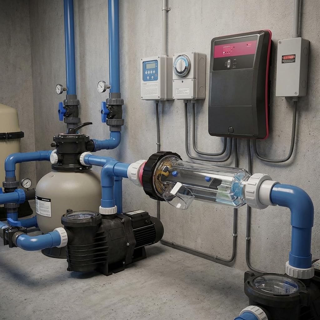 Suinga Clorador salino | 21 gr Cl/h | hasta 80 m3 | Piscinas | Desinfección automática eficiente y Segura