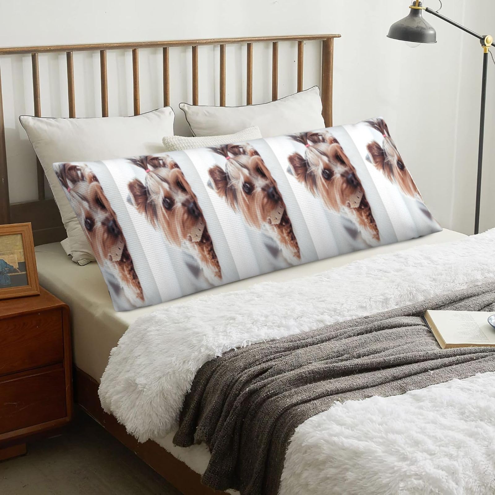 Yorkshire Terrier, Body Pillow Cover with Zipper,Long Body Pillowcase 20 x 60 in