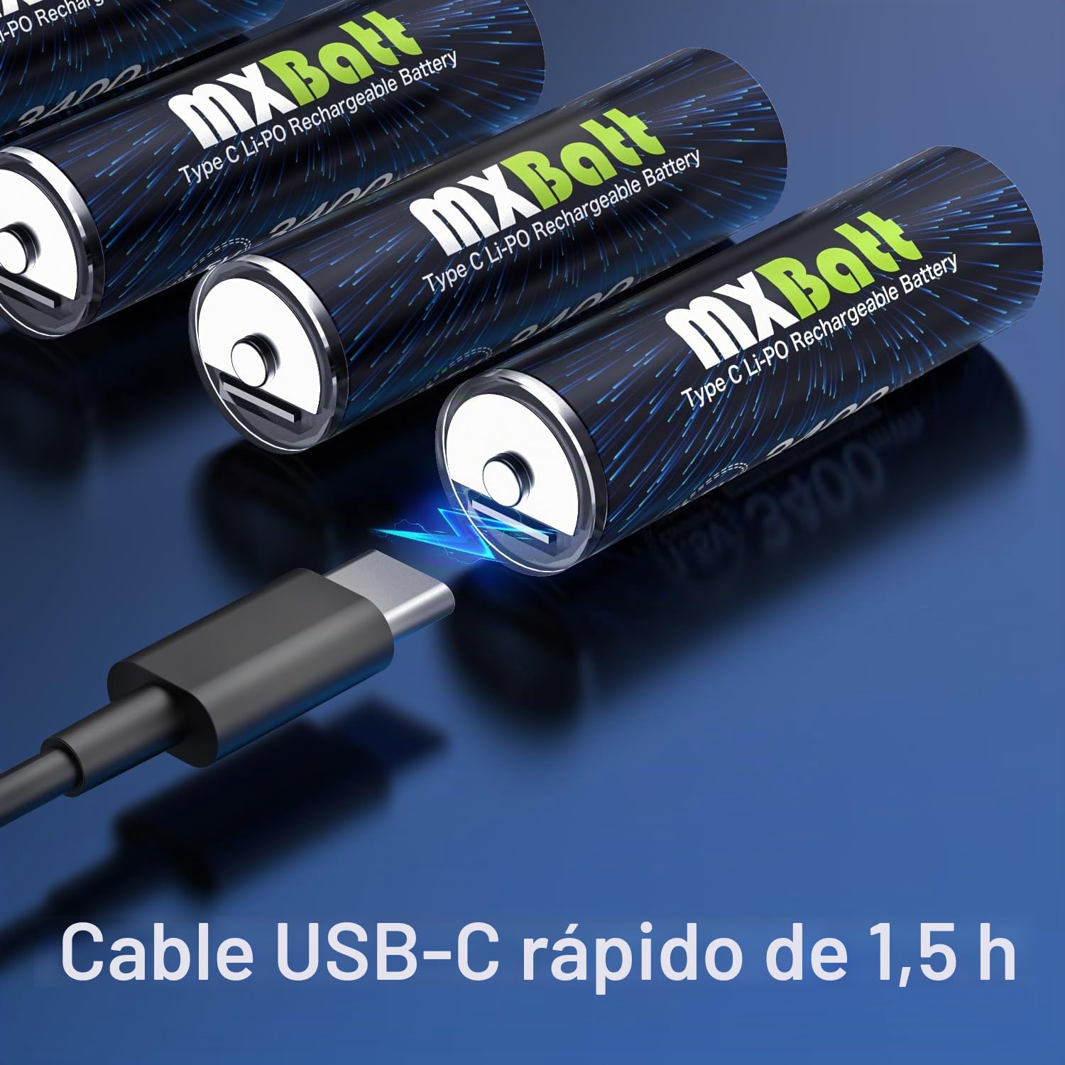 20 x Pilas AA Recargables USB-C Litio, 1.5V 3400mWh Alta Capacidad | 1500 ciclos, Para mandos a distancia, relojes, linternas, radios portátiles, juguetes