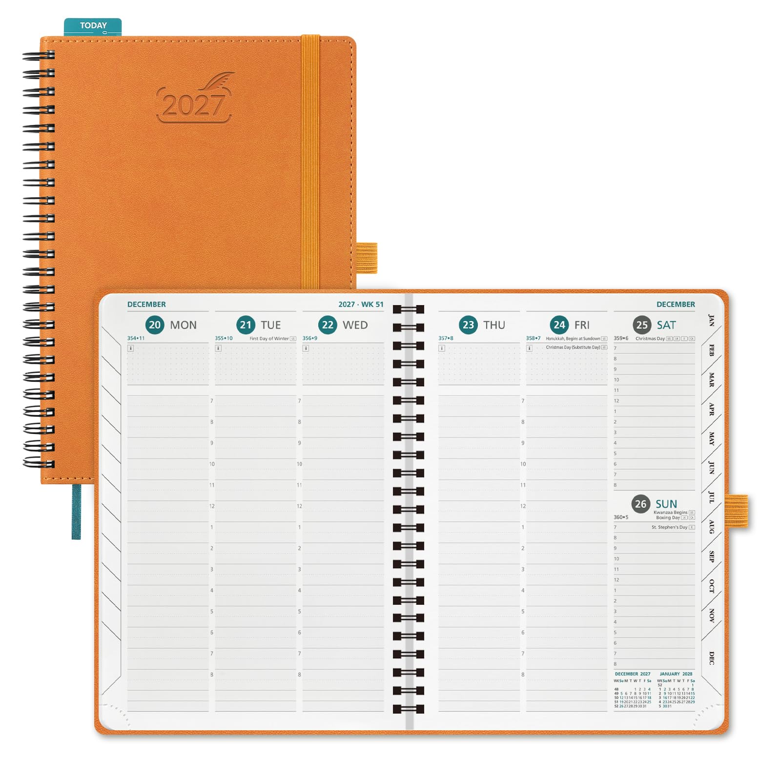 BEZEND 2027 Diary A5 Week to View with Vertical Timeslots Spiral Softcover — image 1