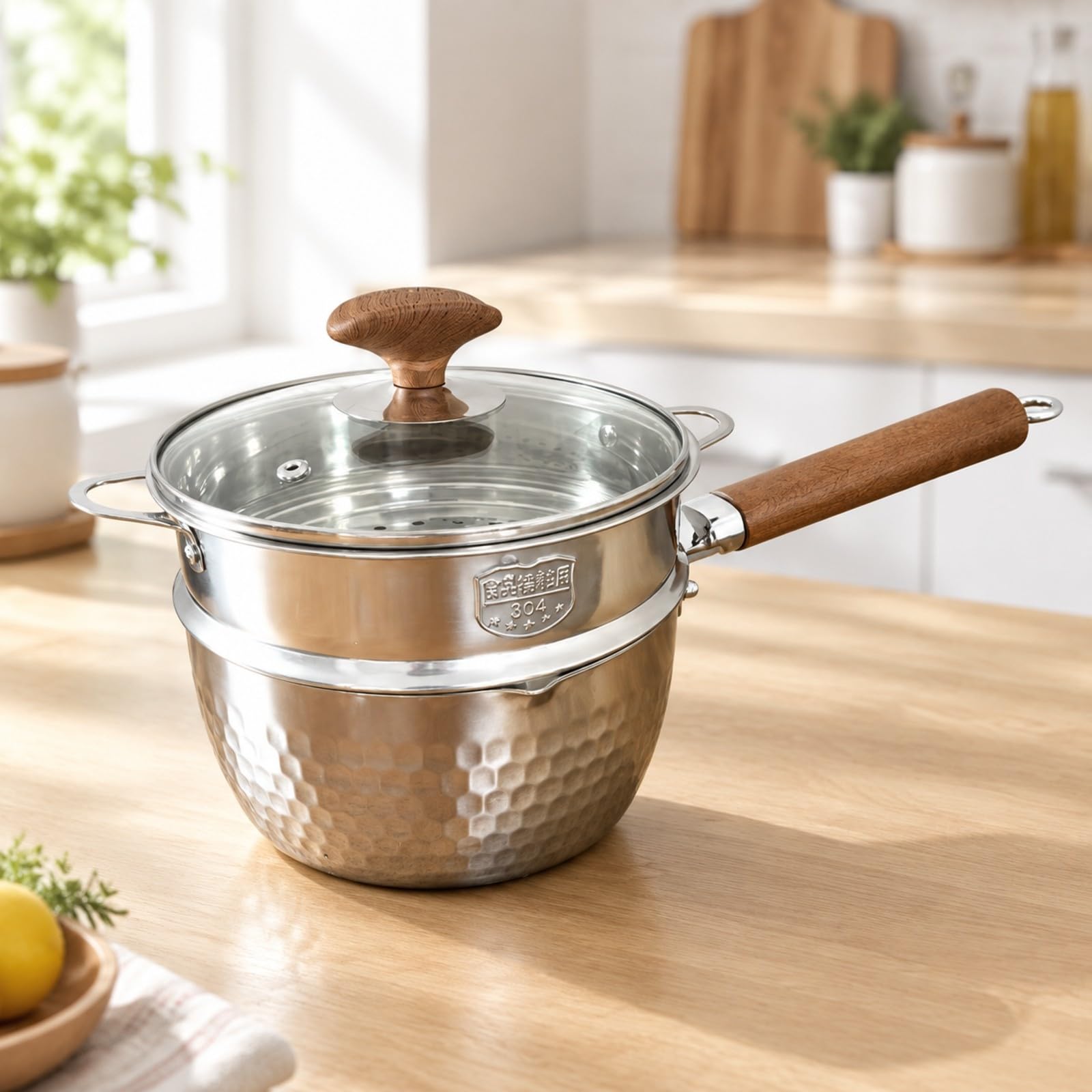 predolo Casserole En Acier Inoxydable 316 Panier Vapeur Résistant à la Chaleur Casserole Revêtement Intérieur pr Cuisine Quotidienne, 14CM